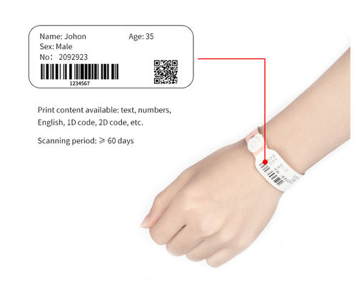 Logo druk PVC ziekenhuis medische polsband, RFID NFC tag Armband Wegwerp