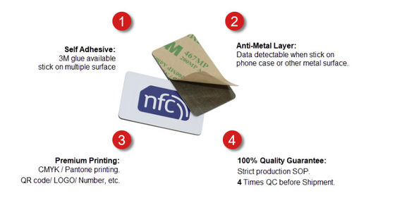Gepersonaliseerde Anti Metal NFC Sticker Tag Op Metal Anti Fake 125Khz 13.56Mhz